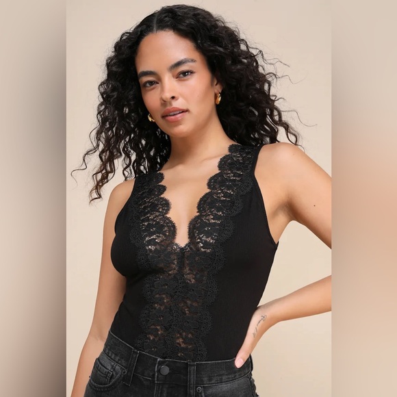 Lulus Ravalli Black Lace Ribbed Sleeveless Bodysuit - Picture 5 of 7
